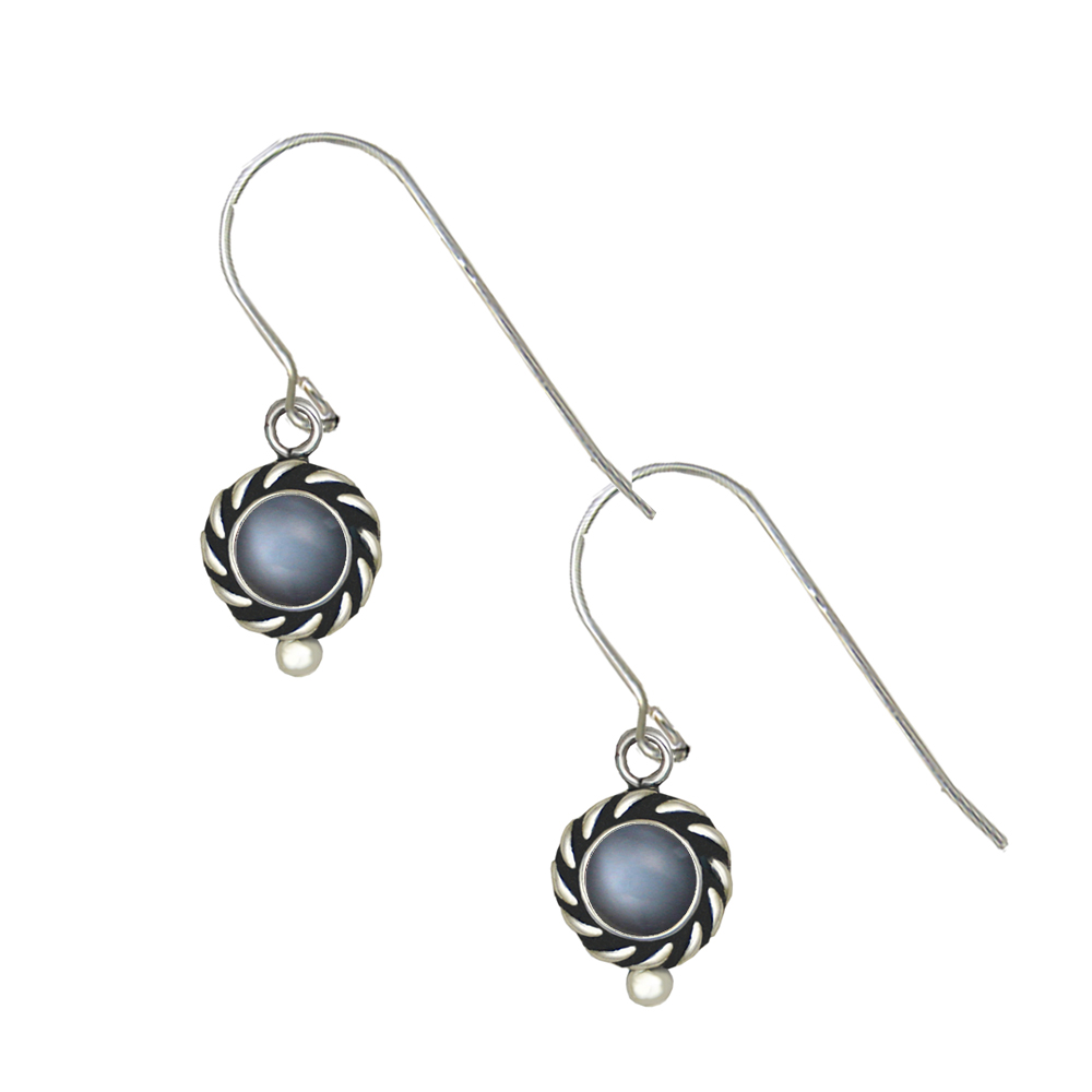 Sterling Silver Little Grey Moonstone Gemstone Drop Dangle Earrings